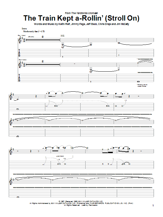 Learn to play The Yardbirds The Train Kept A-Rollin' (Stroll On) sheet music for Guitar Tab in minutes. Price: 7.8900$ The Yardbirds The Train Kept A-Rollin' (Stroll On) sheet music notes and chords arranged for Guitar Tab