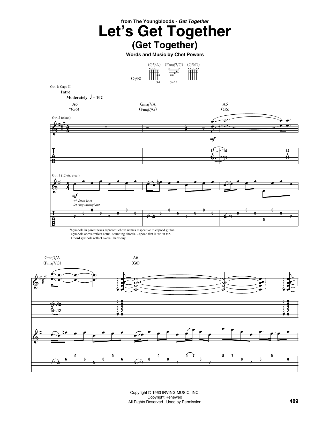 The Youngbloods Let's Get Together (Get Together) sheet music notes and chords. Download Printable PDF.