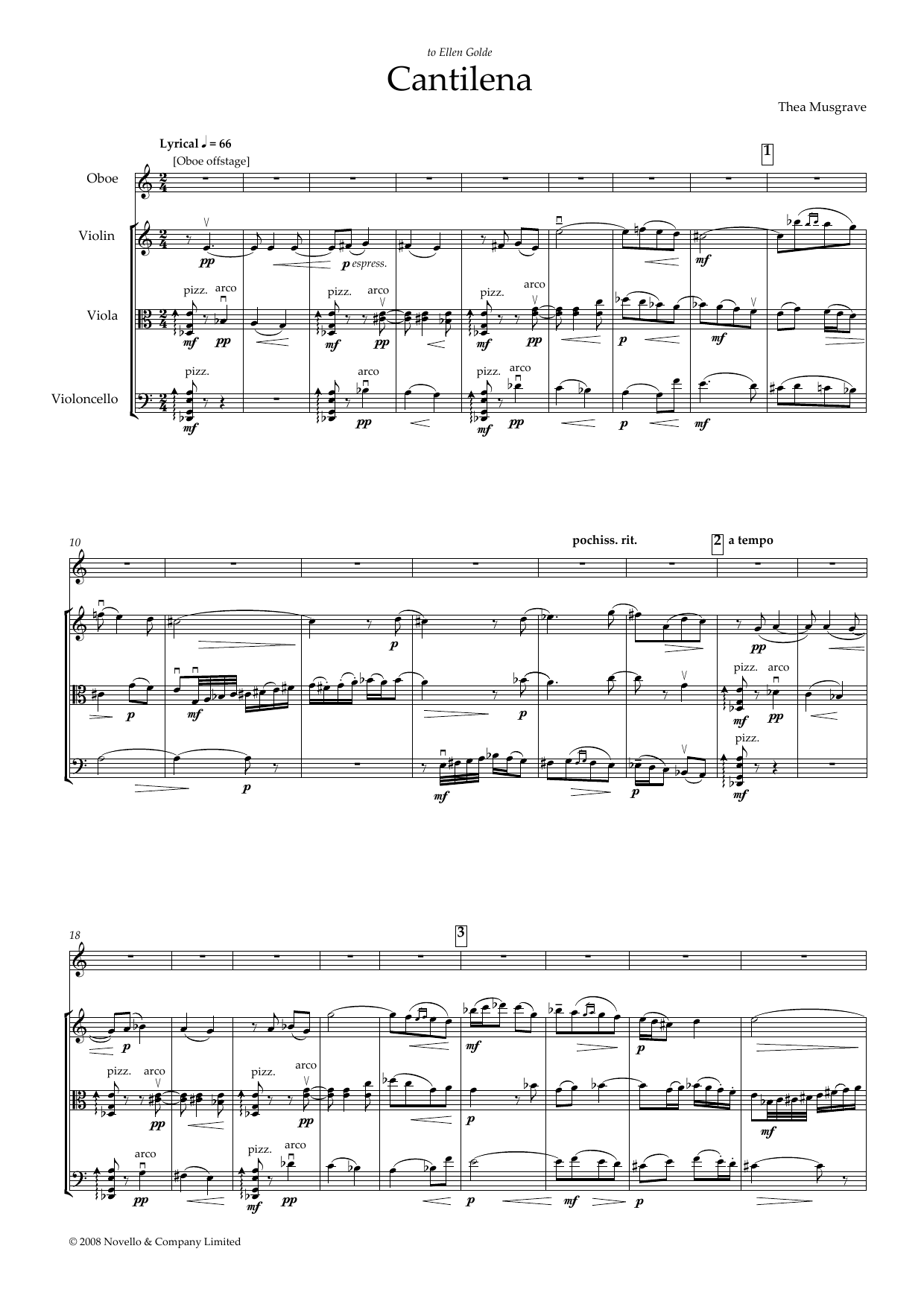 Thea Musgrave Cantilena for Oboe Quartet (full score) sheet music notes and chords arranged for Chamber Group