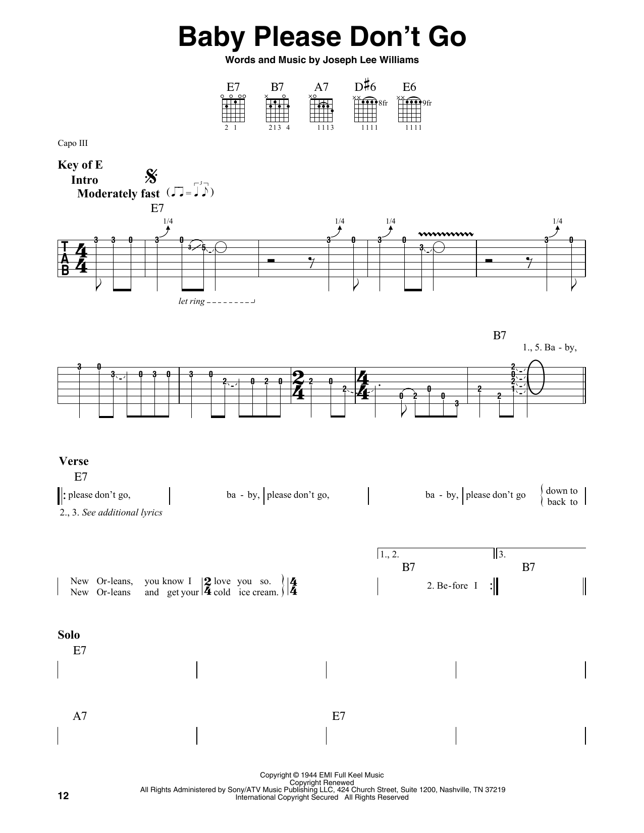 Them Baby Please Don't Go sheet music notes and chords. Download Printable PDF.