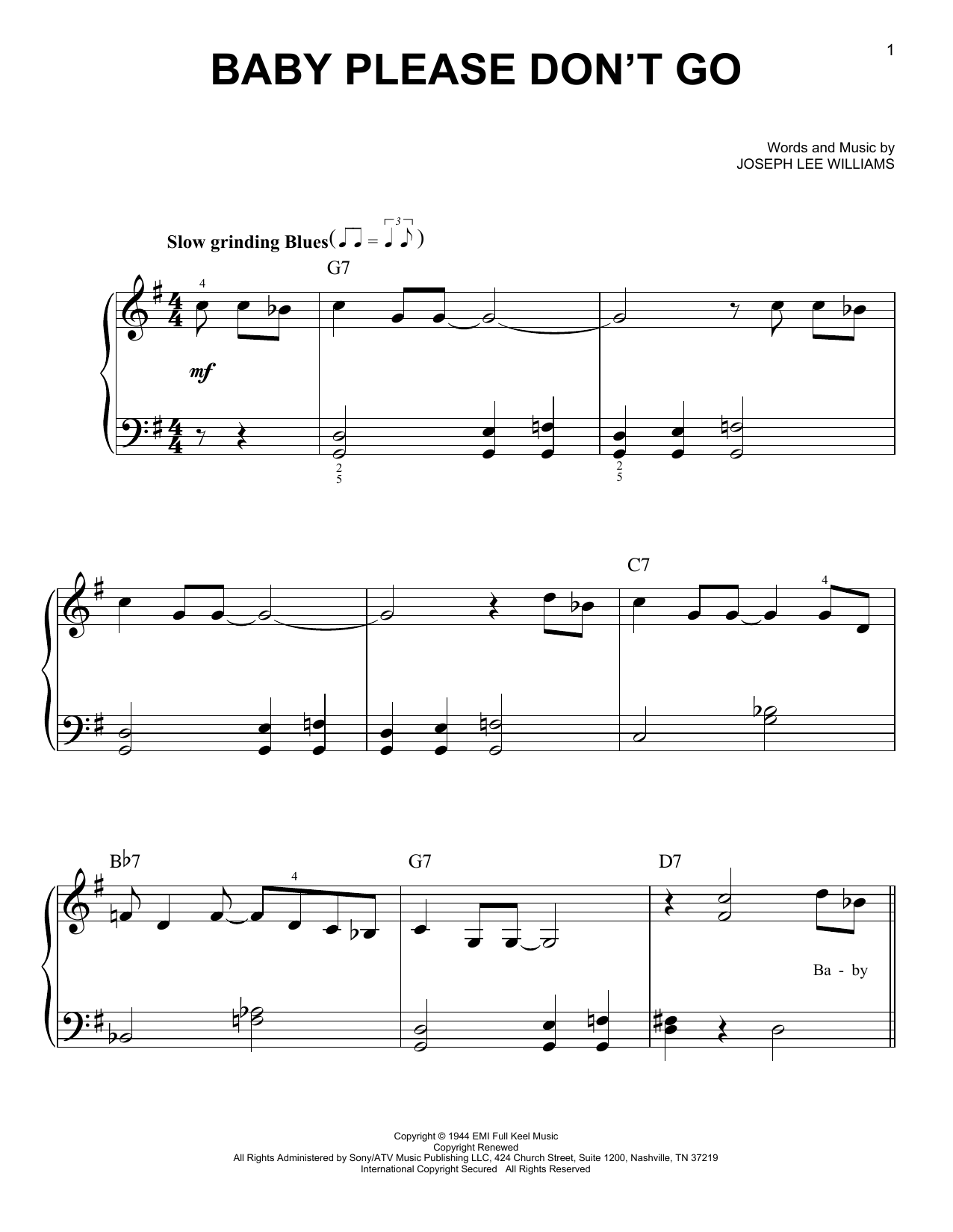 Them & Van Morrison Baby Please Don't Go sheet music notes and chords. Download Printable PDF.