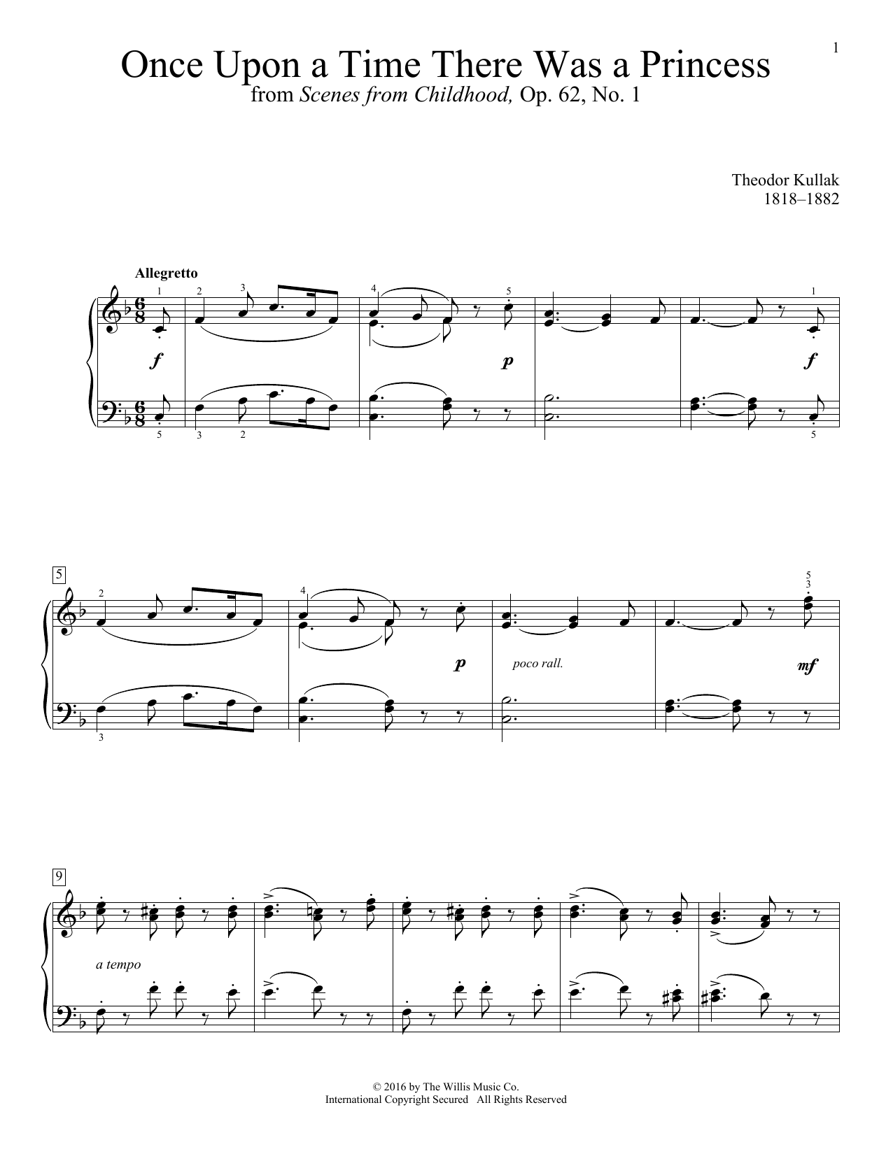 Theodor Kullak Once Upon A Time There Was A Princess sheet music notes and chords arranged for Educational Piano