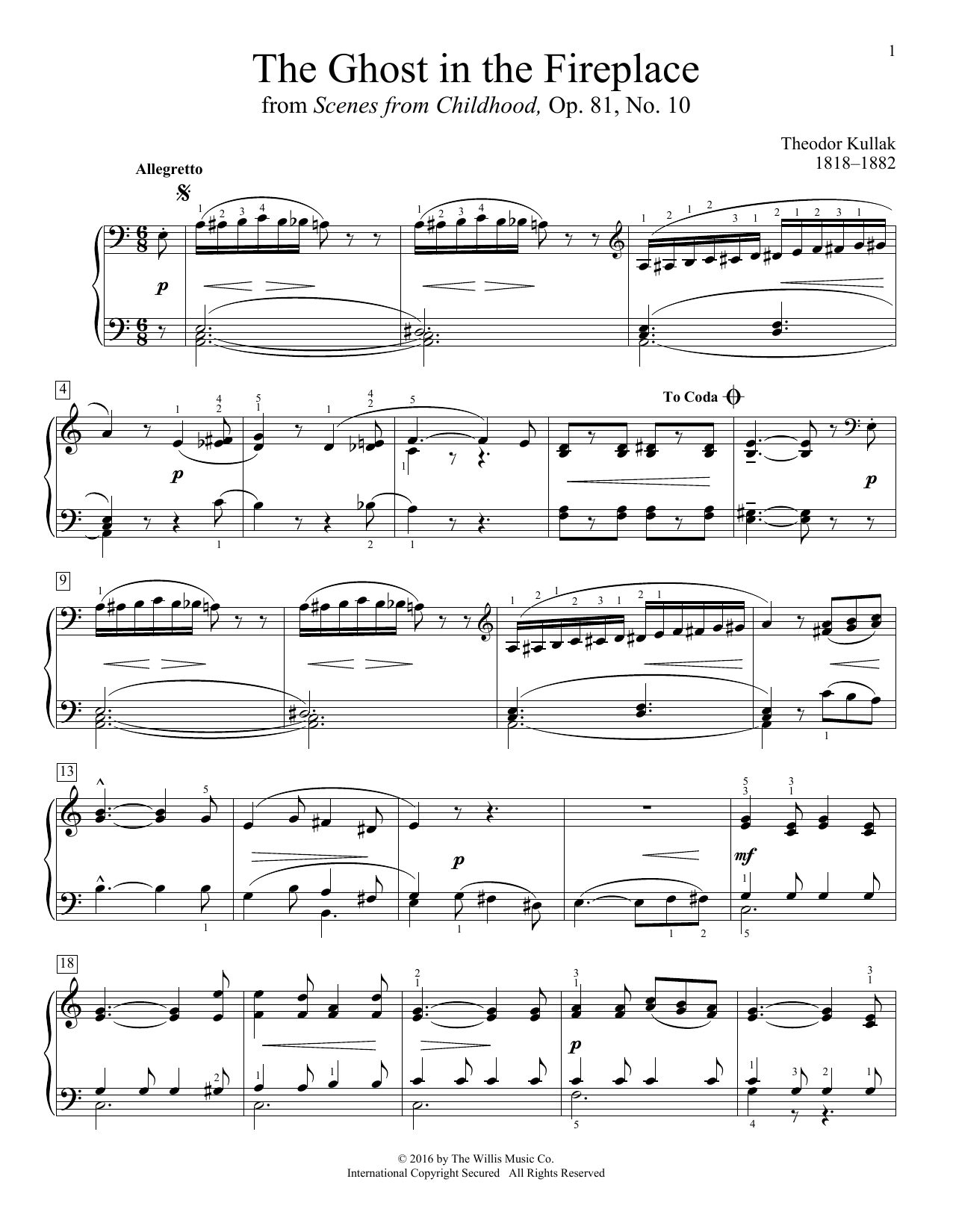 Learn to play Theodor Kullak The Ghost In The Fireplace sheet music for Educational Piano in minutes. Price: 6.9900$ Theodor Kullak The Ghost In The Fireplace sheet music notes and chords arranged for Educational Piano