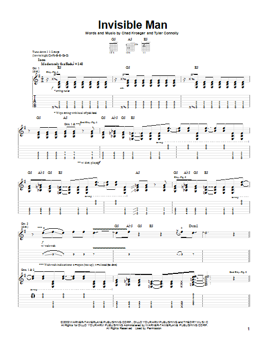 Learn to play Theory Of A Dead Man Invisible Man sheet music for Guitar Tab in minutes. Price: 7.8900$ Theory Of A Dead Man Invisible Man sheet music notes and chords arranged for Guitar Tab