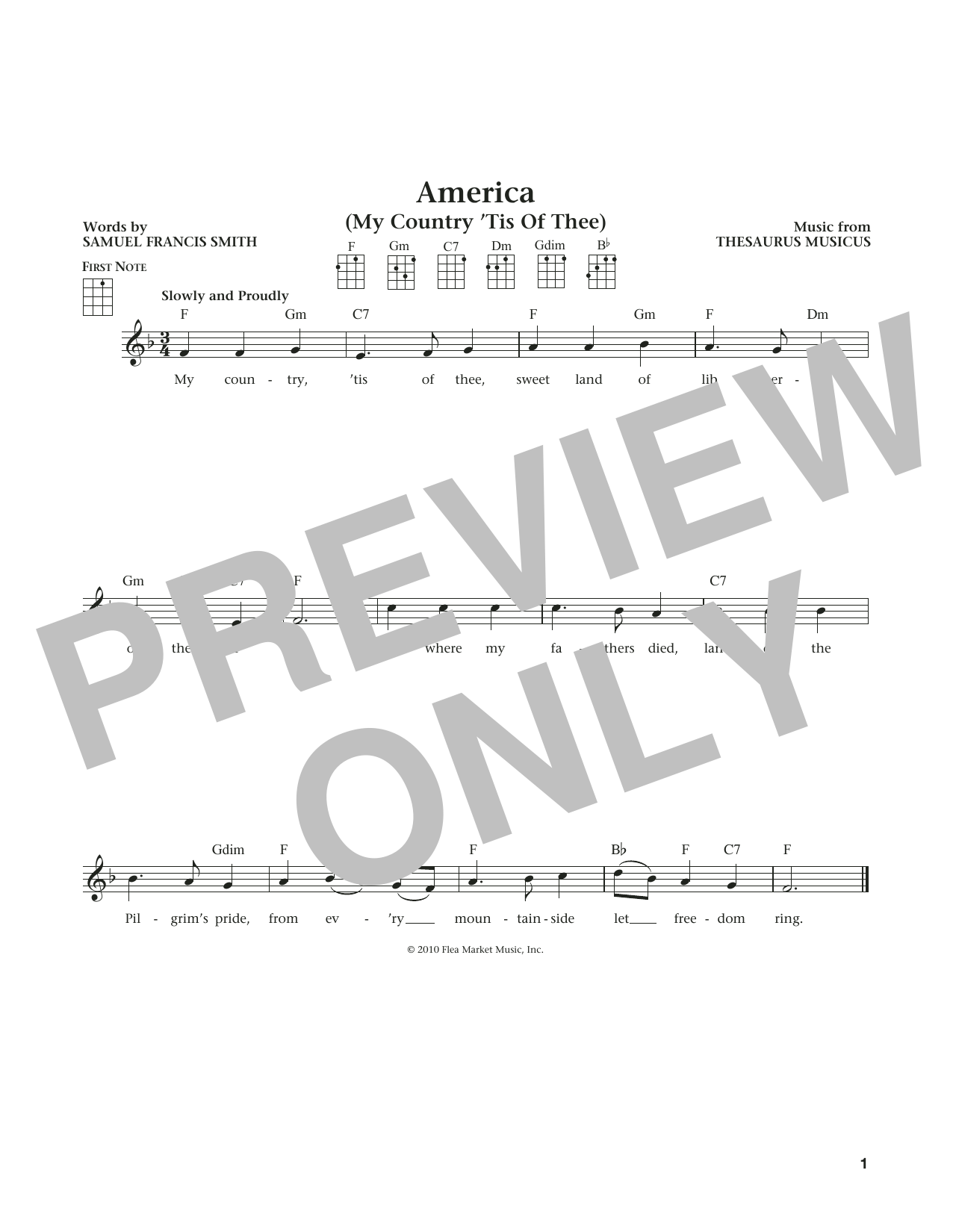Learn to play Thesaurus Musicus My Country, 'Tis Of Thee (America) (from The Daily Ukulele) (arr. Liz and Jim Beloff) sheet music for Ukulele in minutes. Price: 5.9900$ Thesaurus Musicus My Country, 'Tis Of Thee (America) (from The Daily Ukulele) (arr. Liz and Jim Beloff) sheet music notes and chords arranged for Ukulele