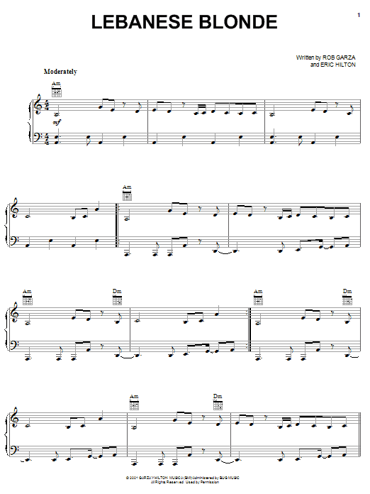 Learn to play Thievery Corporation Lebanese Blonde sheet music for Piano, Vocal & Guitar Chords (Right-Hand Melody) in minutes. Price: 7.8900$ Thievery Corporation Lebanese Blonde sheet music notes and chords arranged for Piano, Vocal & Guitar Chords (Right-Hand Melody)