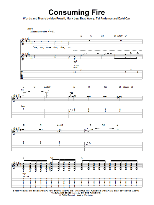 Third Day Consuming Fire sheet music notes and chords. Download Printable PDF.