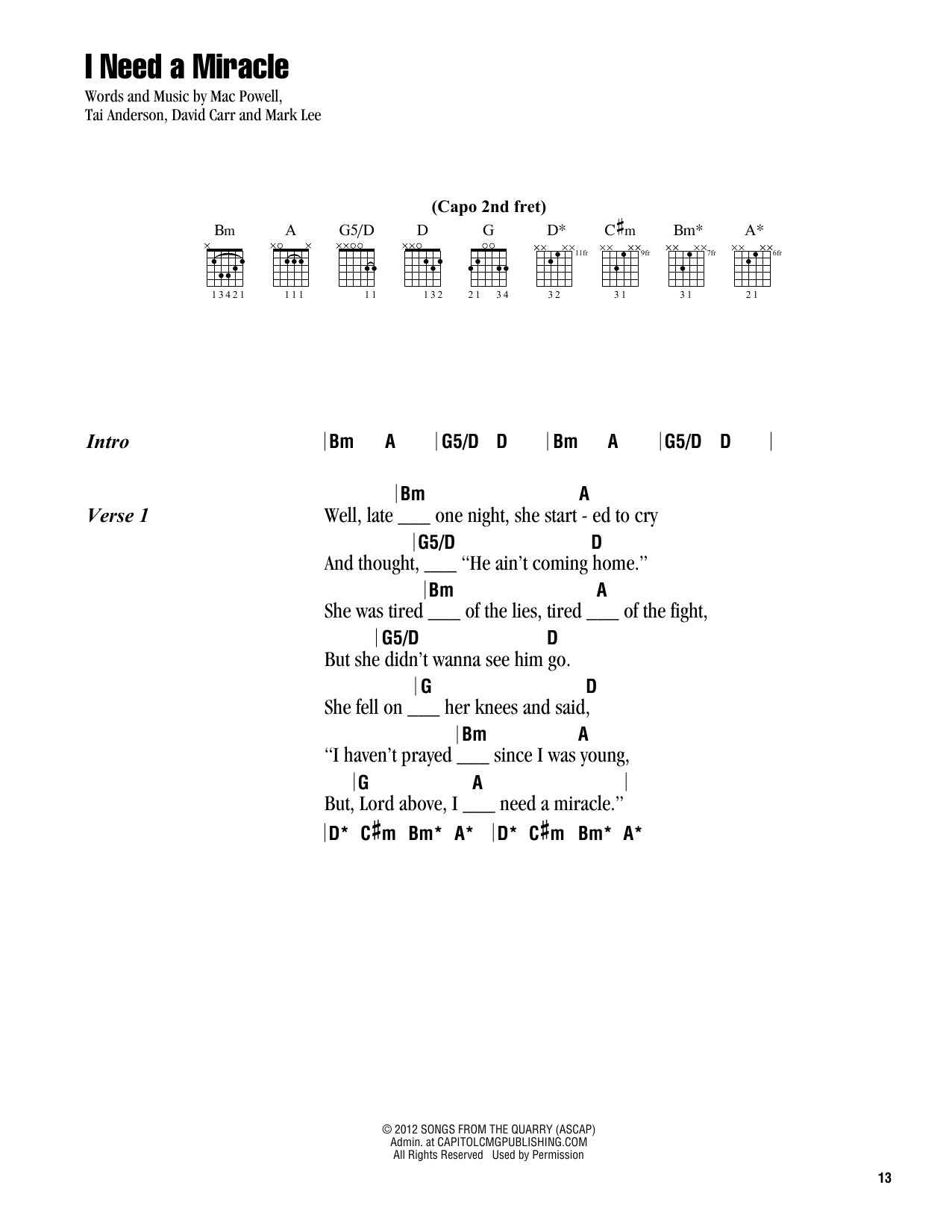 Third Day I Need A Miracle sheet music notes and chords. Download Printable PDF.