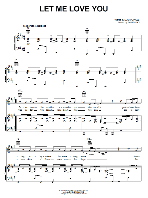 Third Day Let Me Love You sheet music notes and chords arranged for Piano, Vocal & Guitar Chords (Right-Hand Melody)