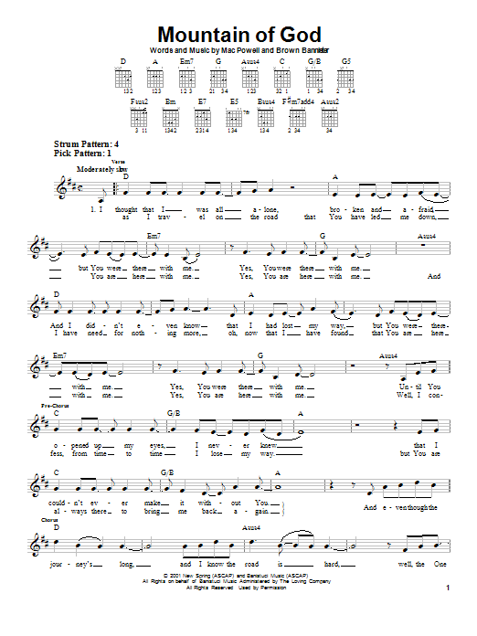 Third Day Mountain of God sheet music notes and chords. Download Printable PDF.