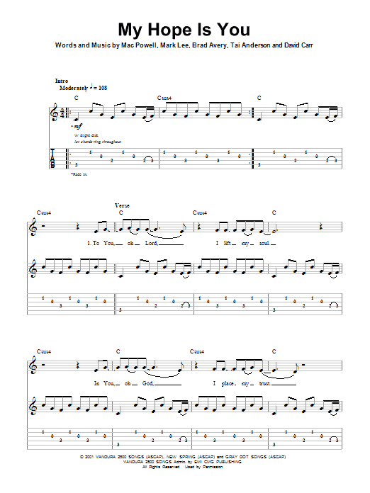 Third Day My Hope Is You sheet music notes and chords. Download Printable PDF.