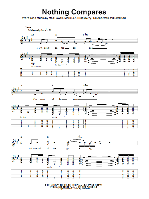 Third Day Nothing Compares sheet music notes and chords. Download Printable PDF.