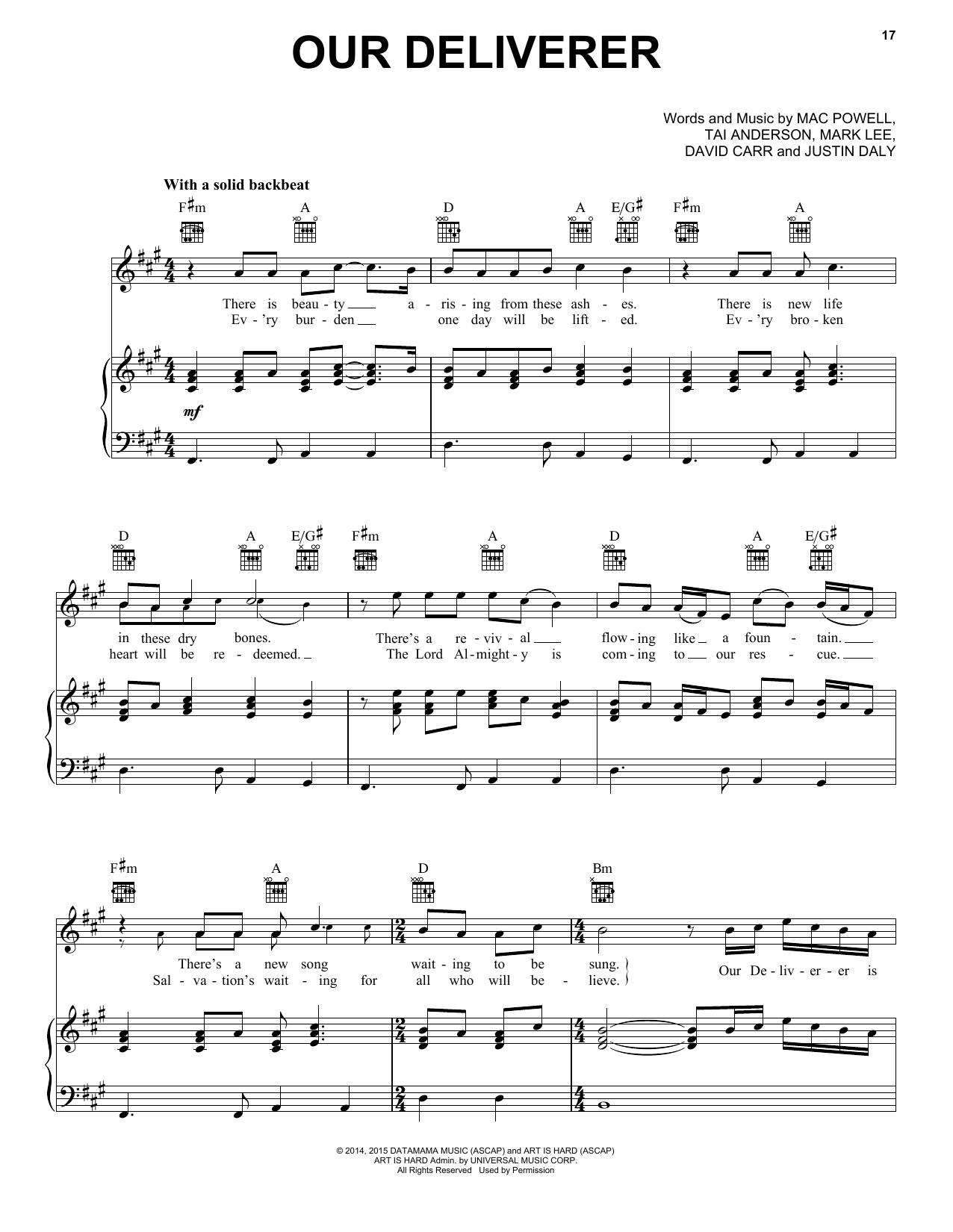 Learn to play Third Day Our Deliverer sheet music for Piano, Vocal & Guitar Chords (Right-Hand Melody) in minutes. Price: 7.8900$ Third Day Our Deliverer sheet music notes and chords arranged for Piano, Vocal & Guitar Chords (Right-Hand Melody)