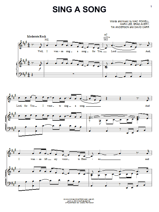 Learn to play Third Day Sing A Song sheet music for Piano, Vocal & Guitar Chords (Right-Hand Melody) in minutes. Price: 7.8900$ Third Day Sing A Song sheet music notes and chords arranged for Piano, Vocal & Guitar Chords (Right-Hand Melody)