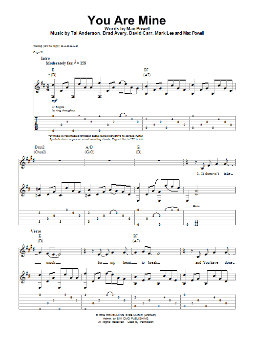 Third Day You Are Mine sheet music notes and chords. Download Printable PDF.