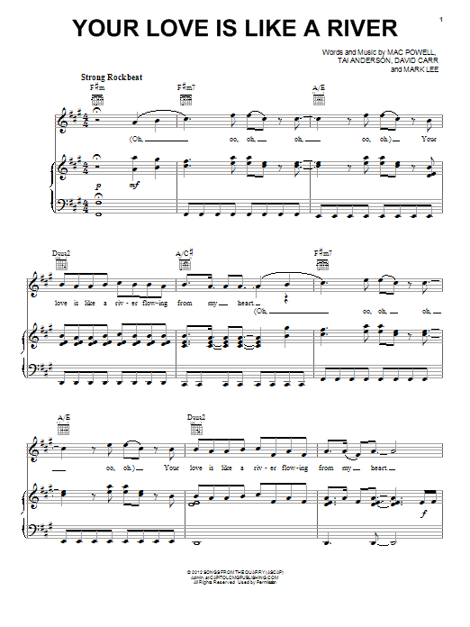 Learn to play Tai Anderson Your Love Is Like A River sheet music for Piano, Vocal & Guitar Chords (Right-Hand Melody) in minutes. Price: 7.8900$ Tai Anderson Your Love Is Like A River sheet music notes and chords arranged for Piano, Vocal & Guitar Chords (Right-Hand Melody)
