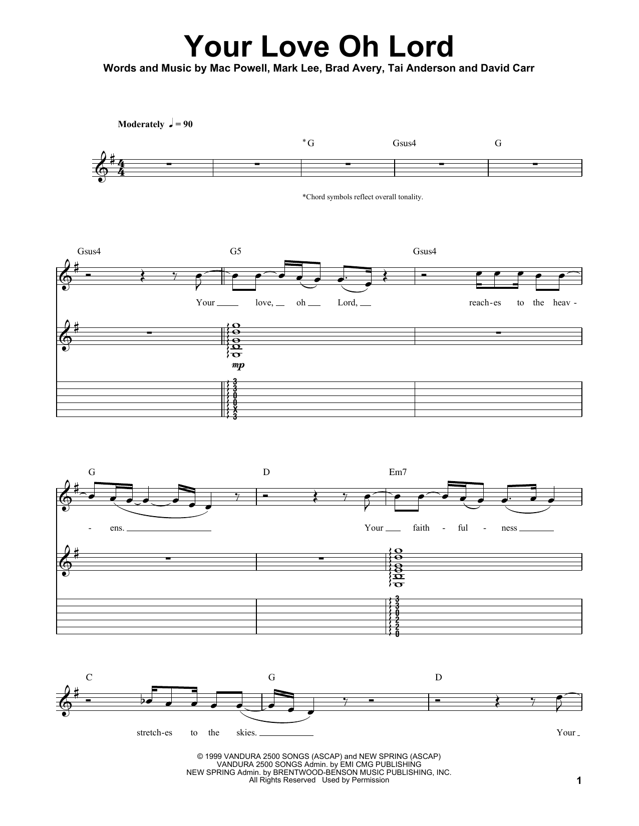 Third Day Your Love Oh Lord sheet music notes and chords. Download Printable PDF.