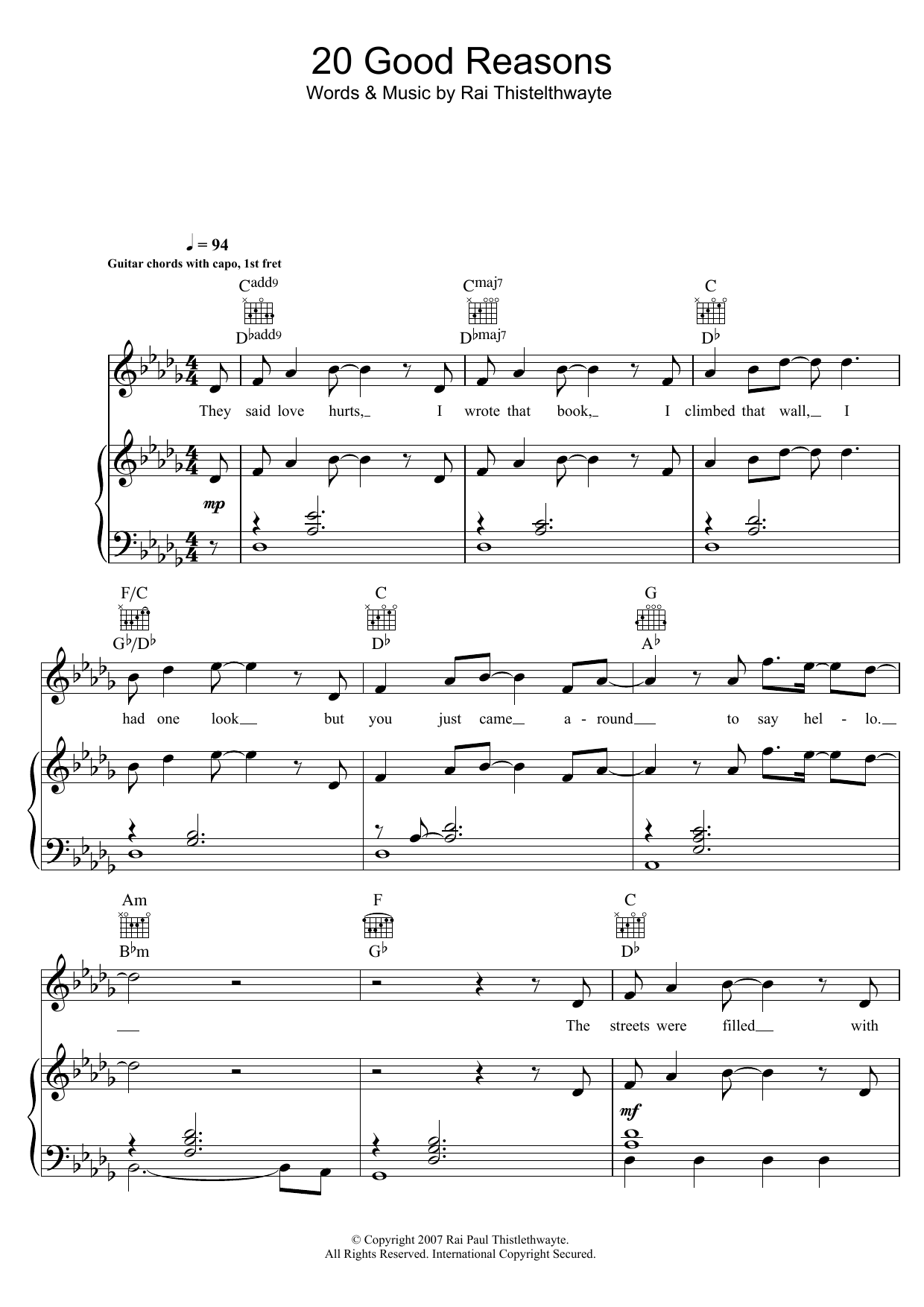 Thirsty Merc 20 Good Reasons sheet music notes and chords. Download Printable PDF.