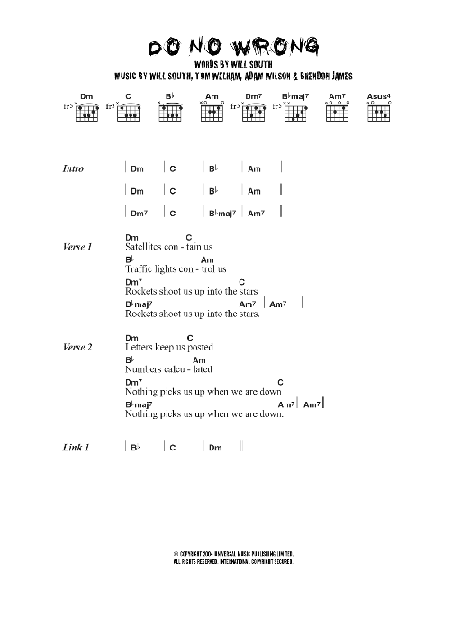 Learn to play Thirteen Senses Do No Wrong sheet music for Guitar Chords/Lyrics in minutes. Price: 4.4900$ Thirteen Senses Do No Wrong sheet music notes and chords arranged for Guitar Chords/Lyrics