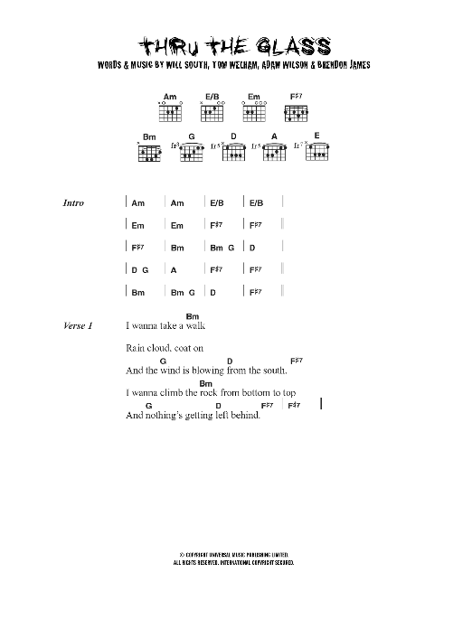 Thirteen Senses Thru The Glass sheet music notes and chords. Download Printable PDF.