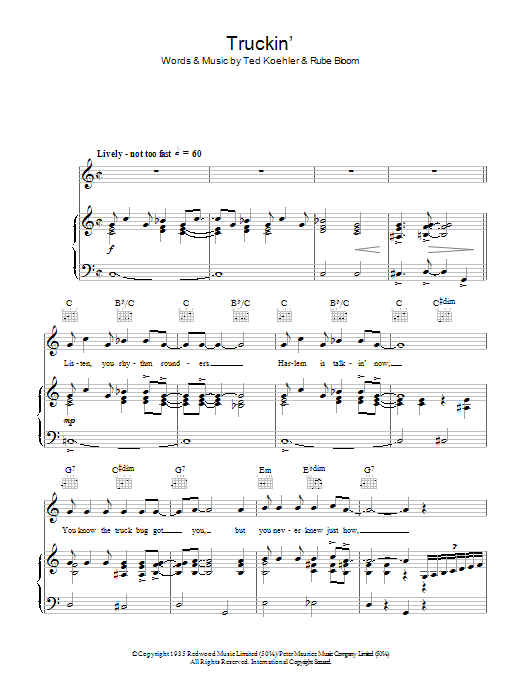 Fats Waller Truckin' sheet music notes and chords arranged for Piano, Vocal & Guitar Chords