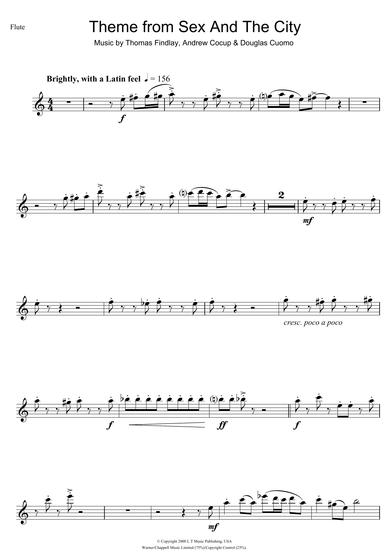 Thomas Findlay Theme from Sex And The City sheet music notes and chords. Download Printable PDF.