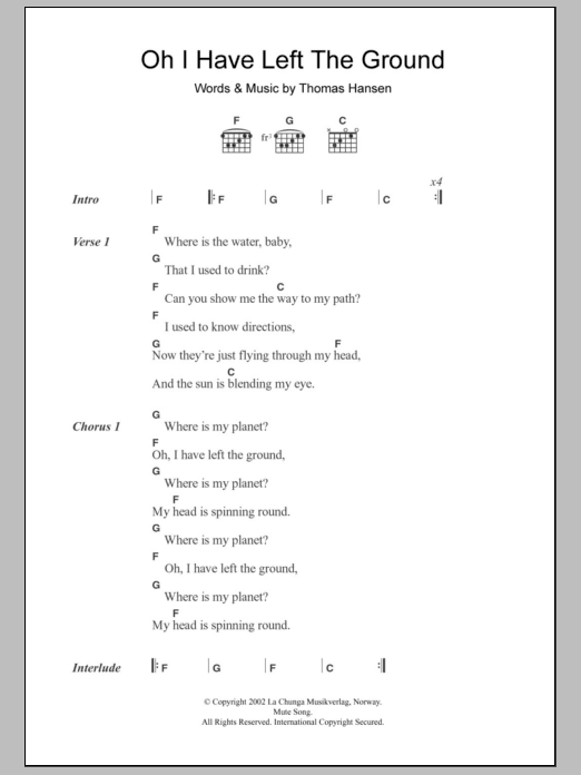 St. Thomas Oh I Have Left The Ground sheet music notes and chords. Download Printable PDF.