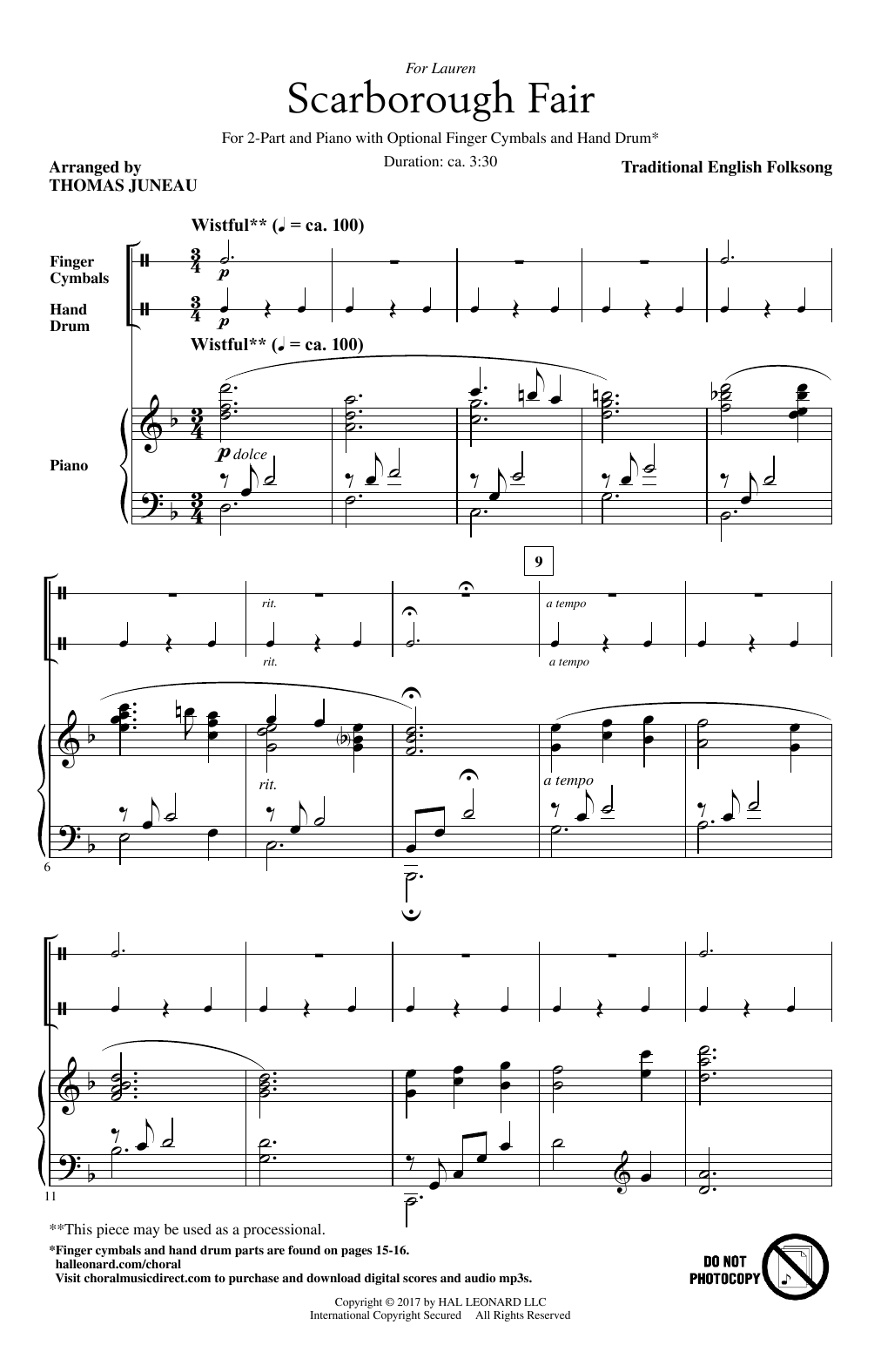 Thomas Juneau Scarborough Fair sheet music notes and chords. Download Printable PDF.