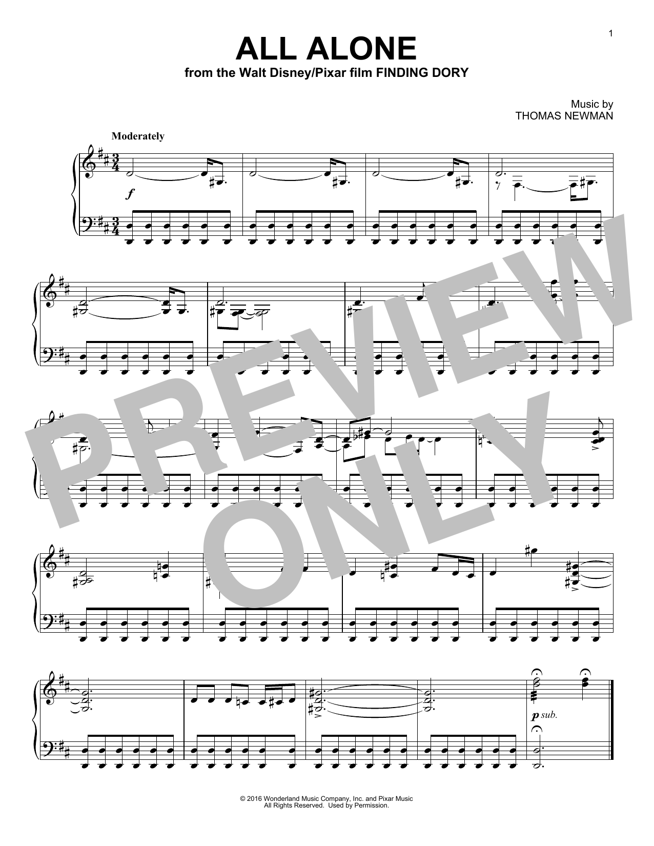 Learn to play Thomas Newman All Alone sheet music for Piano Solo in minutes. Price: 7.8900$ Thomas Newman All Alone sheet music notes and chords arranged for Piano Solo