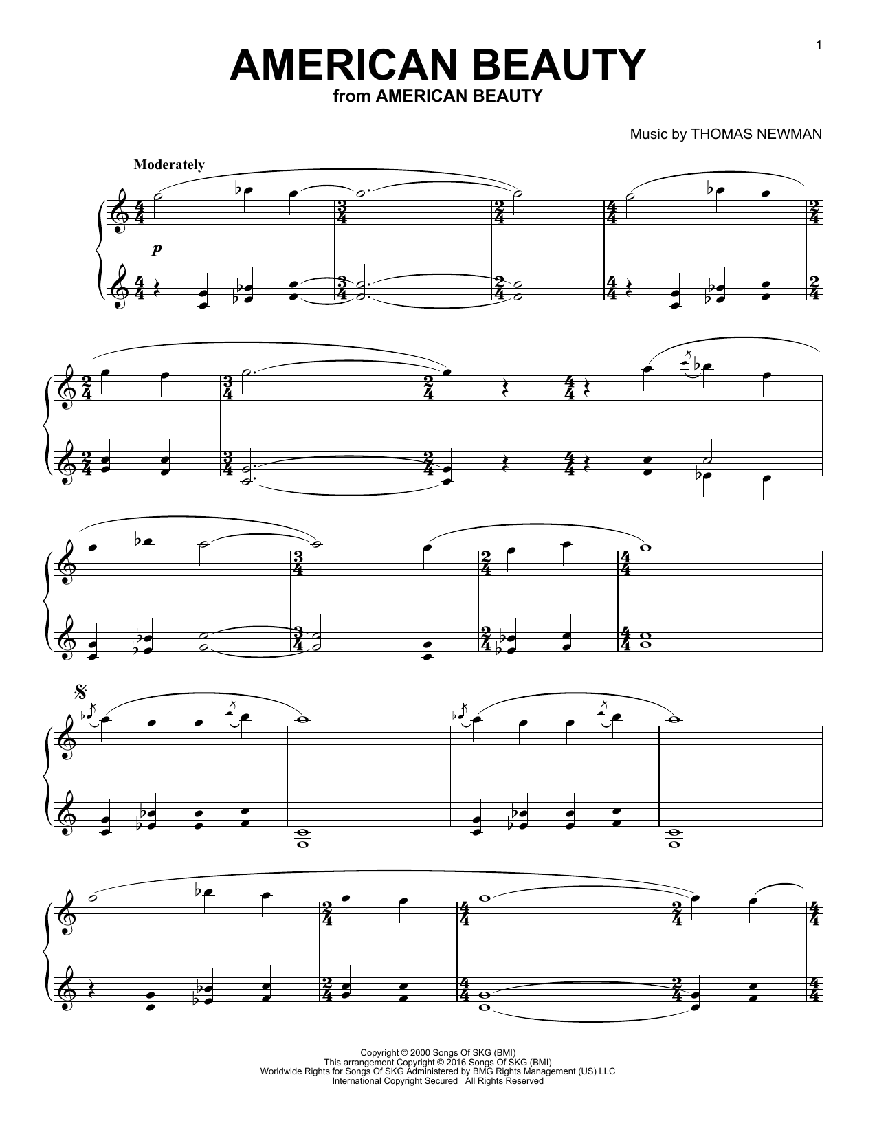 Learn to play Thomas Newman American Beauty sheet music for Piano Solo in minutes. Price: 7.8900$ Thomas Newman American Beauty sheet music notes and chords arranged for Piano Solo