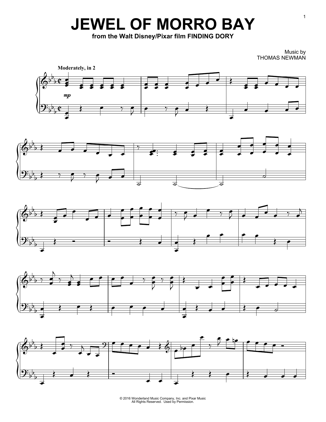 Thomas Newman Jewel Of Morro Bay sheet music notes and chords arranged for Piano Solo