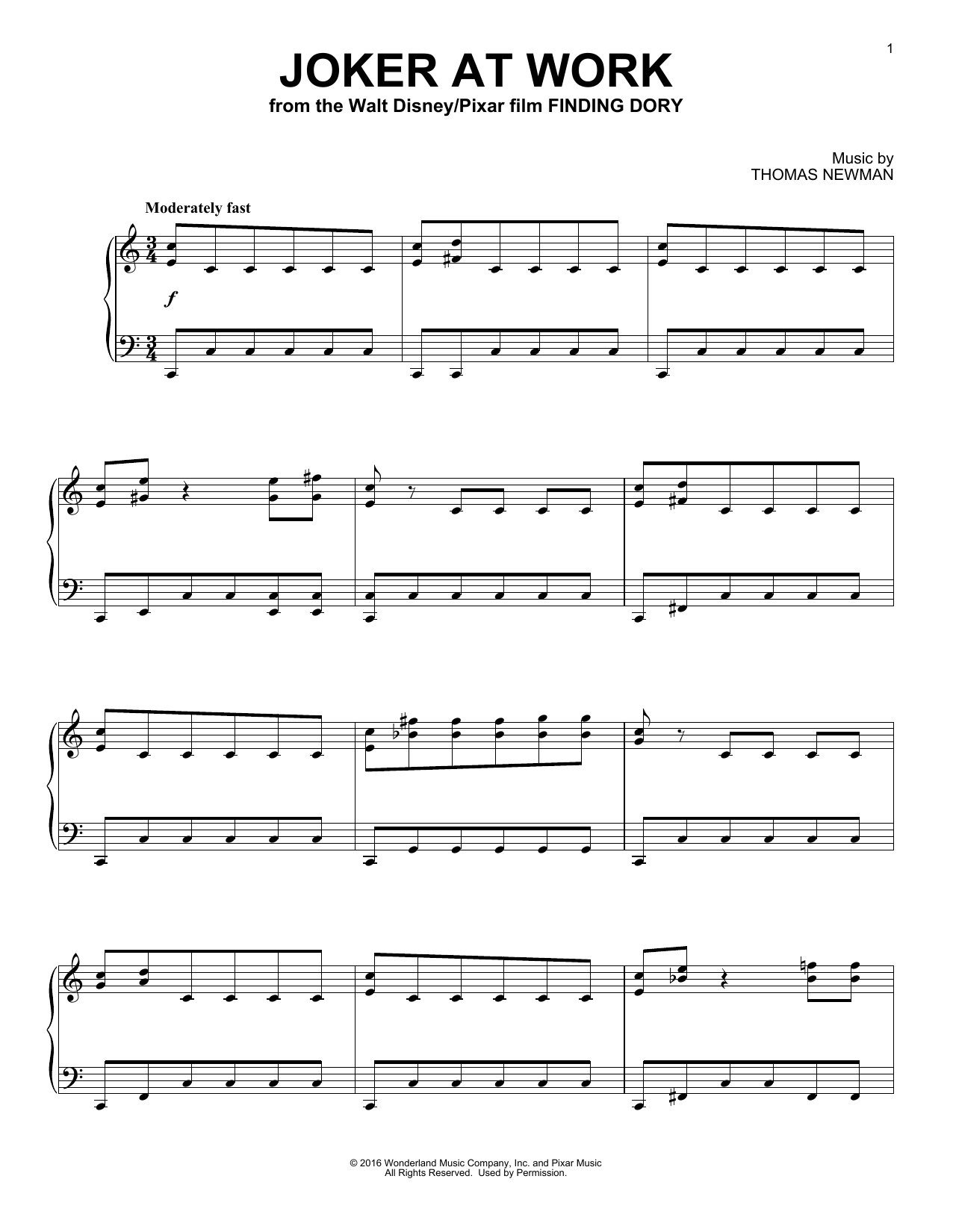 Learn to play Thomas Newman Joker At Work sheet music for Piano Solo in minutes. Price: 7.8900$ Thomas Newman Joker At Work sheet music notes and chords arranged for Piano Solo