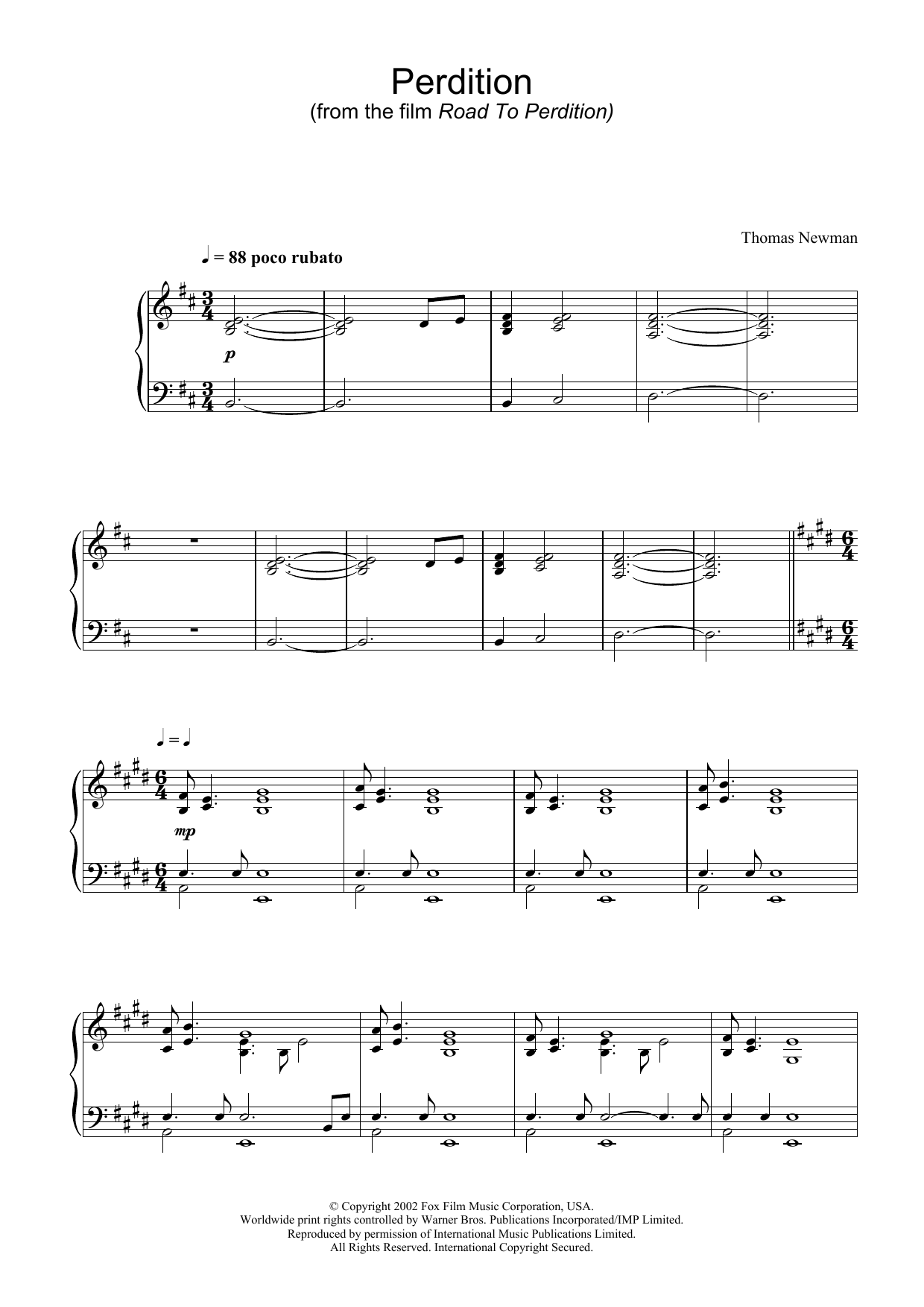 Learn to play Thomas Newman Perdition (from Road To Perdition) sheet music for Piano Solo in minutes. Price: 7.8900$ Thomas Newman Perdition (from Road To Perdition) sheet music notes and chords arranged for Piano Solo