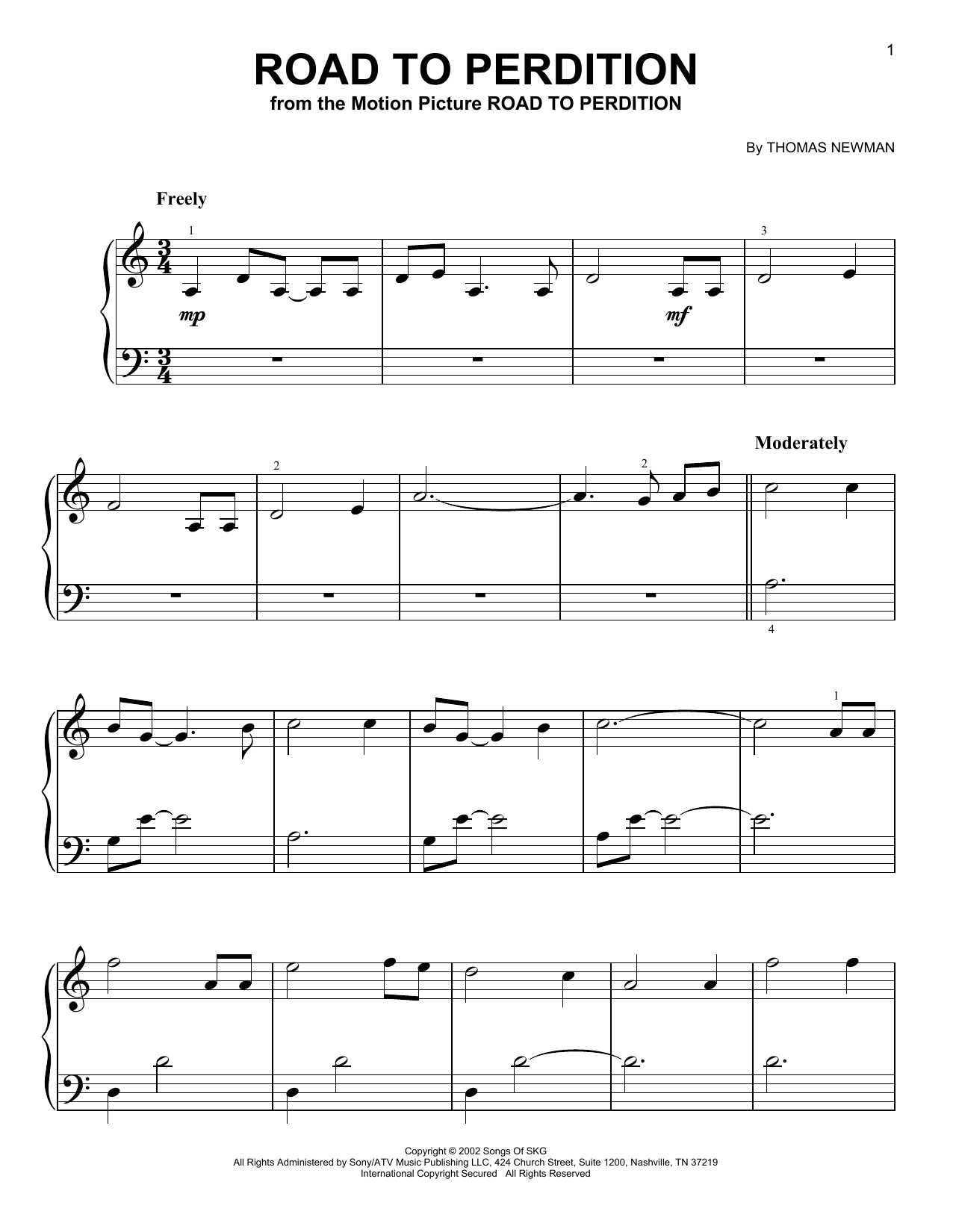 Thomas Newman Road To Perdition (from Road to Perdition) sheet music notes and chords. Download Printable PDF.