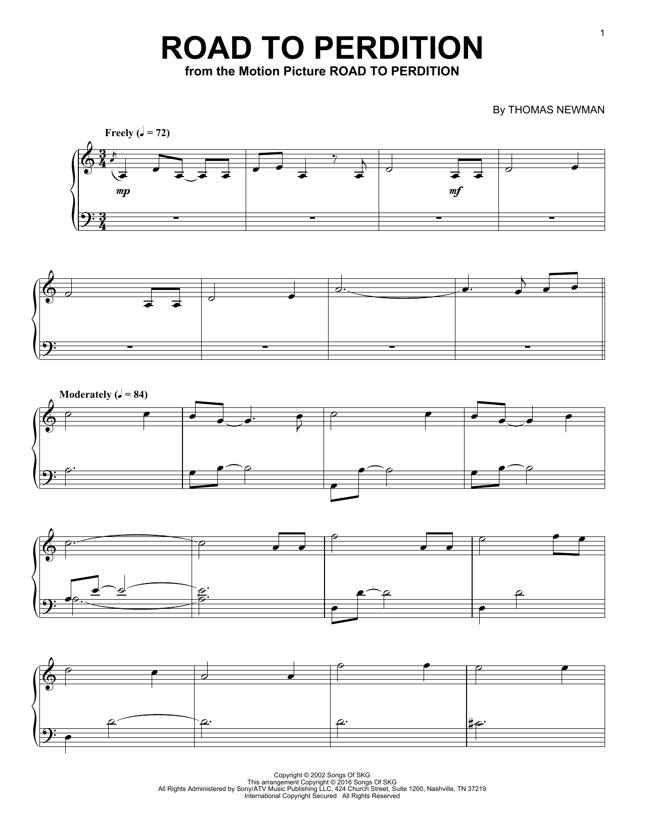 Learn to play Thomas Newman Road To Perdition sheet music for Piano Solo in minutes. Price: 7.8900$ Thomas Newman Road To Perdition sheet music notes and chords arranged for Piano Solo
