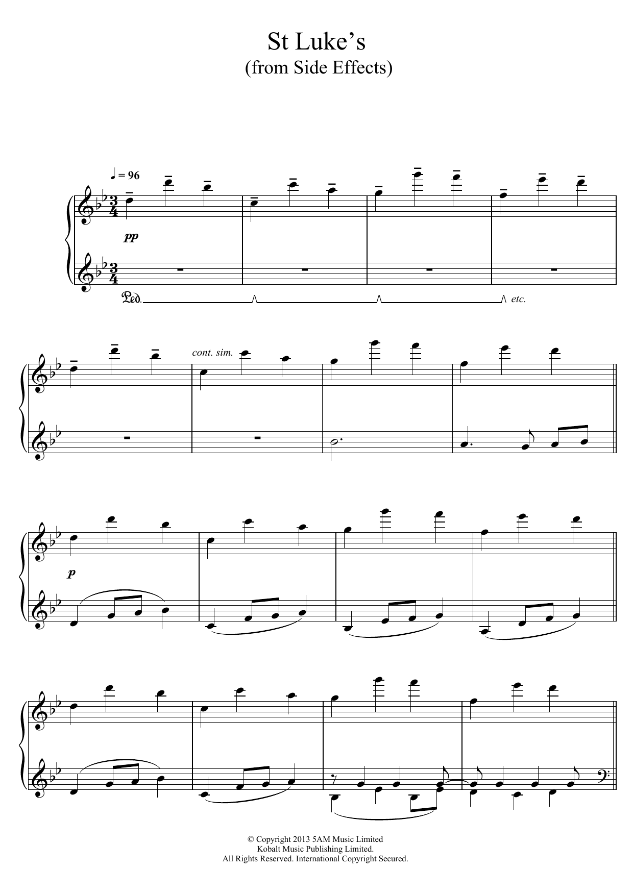 Learn to play Thomas Newman St. Luke's (From 'Side Effects') sheet music for Piano Solo in minutes. Price: 7.8900$ Thomas Newman St. Luke's (From 'Side Effects') sheet music notes and chords arranged for Piano Solo