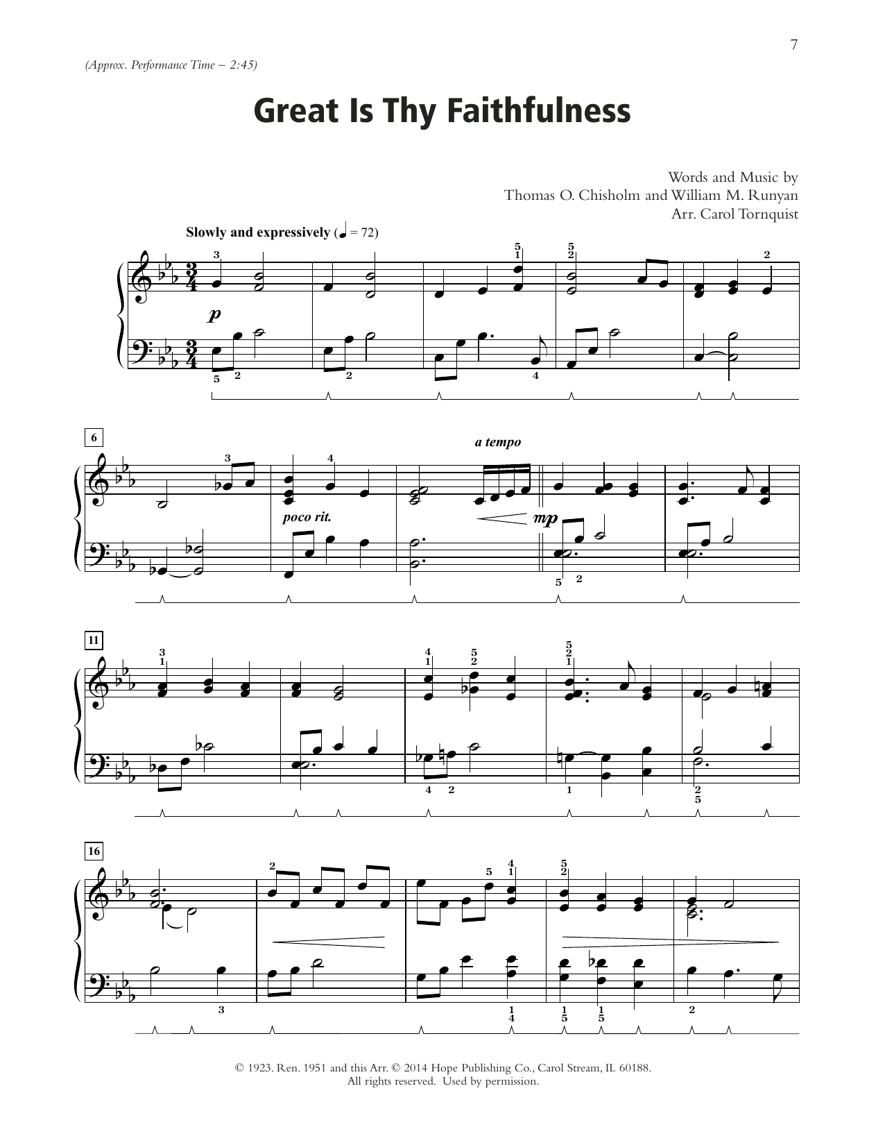 Thomas O. Chisholm Great Is Thy Faithfulness (arr. Carol Tornquist) sheet music notes and chords. Download Printable PDF.