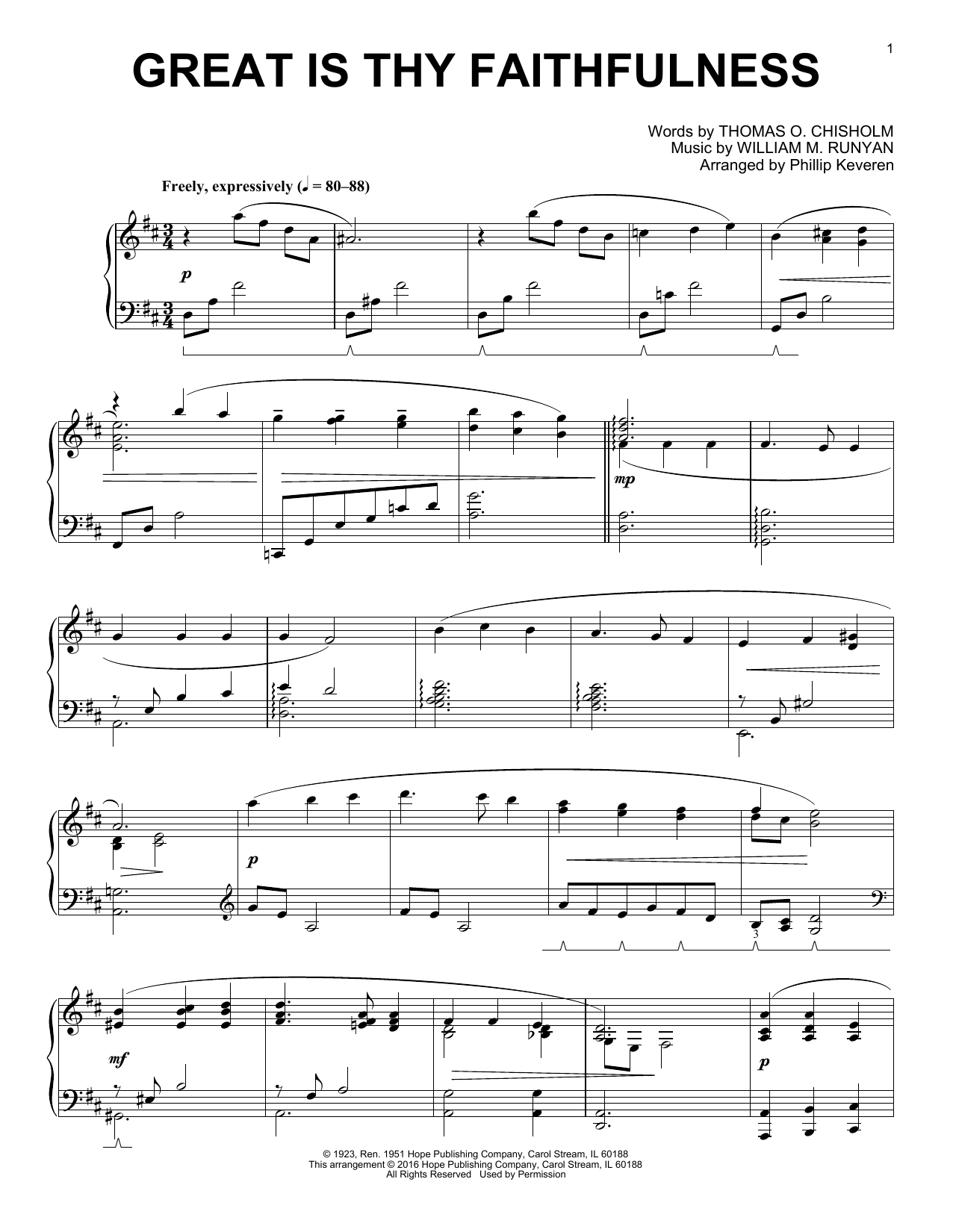 Thomas O. Chisholm Great Is Thy Faithfulness (arr. Phillip Keveren) sheet music notes and chords. Download Printable PDF.