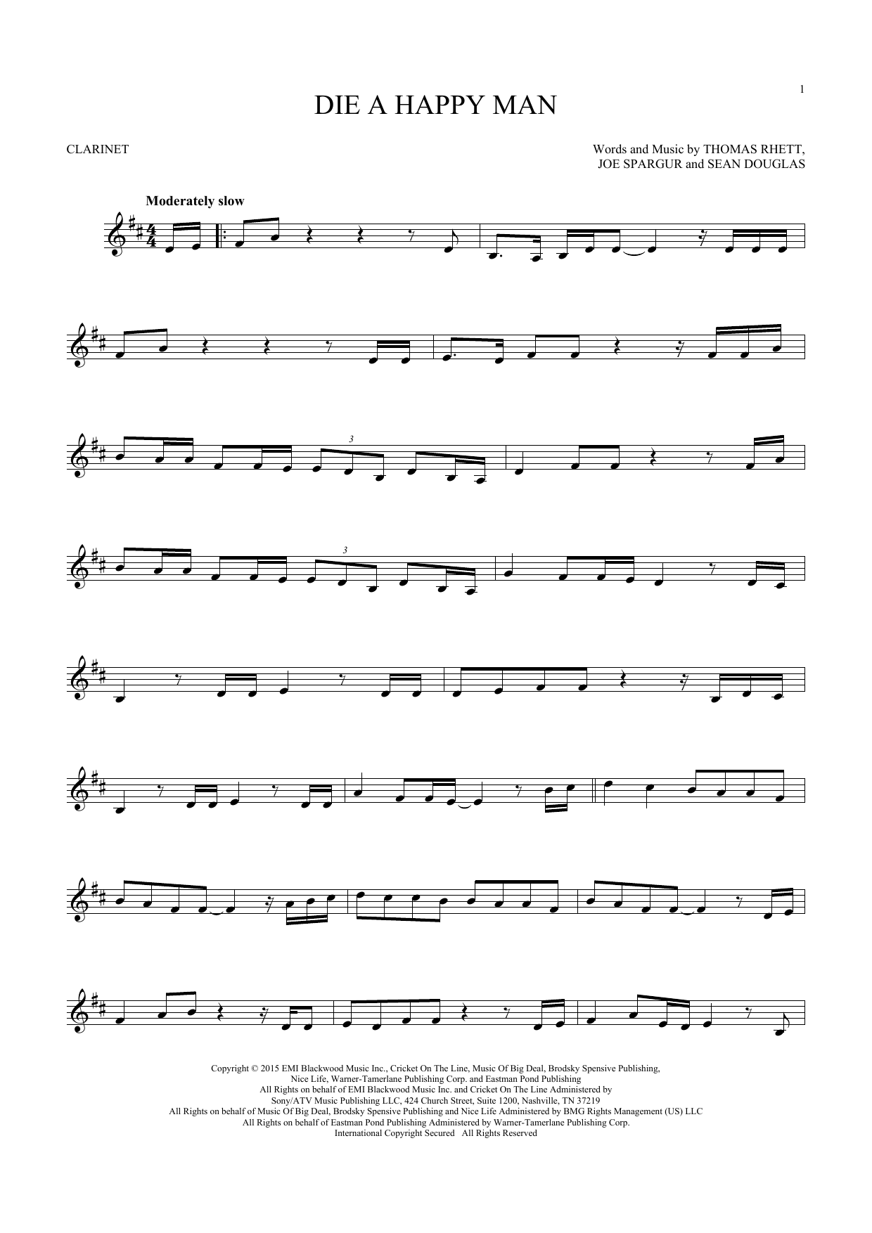 Thomas Rhett Die A Happy Man sheet music notes and chords. Download Printable PDF.