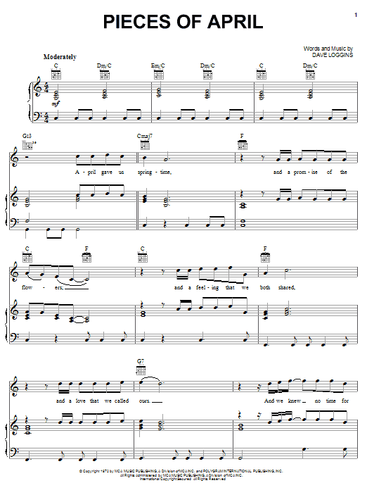 Three Dog Night Pieces Of April sheet music notes and chords. Download Printable PDF.