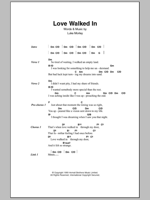 Thunder Love Walked In sheet music notes and chords. Download Printable PDF.