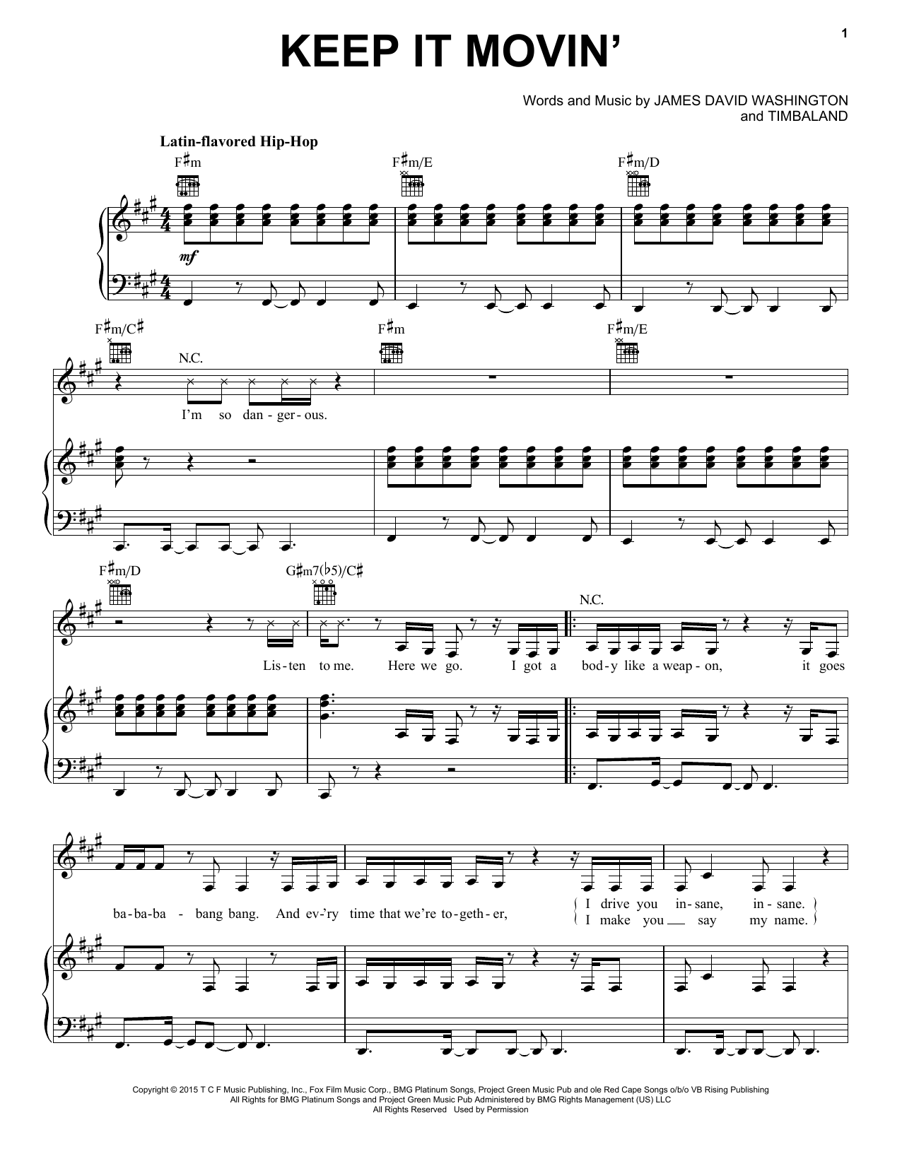 Learn to play Tiana/Serayah McNeill/Hakeem Lyon/Bryshere Gray Keep It Movin' sheet music for Piano, Vocal & Guitar Chords (Right-Hand Melody) in minutes. Price: 7.8900$ Tiana/Serayah McNeill/Hakeem Lyon/Bryshere Gray Keep It Movin' sheet music notes and chords arranged for Piano, Vocal & Guitar Chords (Right-Hand Melody)