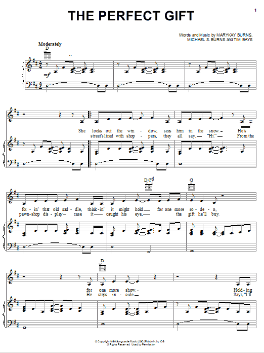 Learn to play Tim Bays The Perfect Gift sheet music for Piano, Vocal & Guitar Chords (Right-Hand Melody) in minutes. Price: 7.8900$ Tim Bays The Perfect Gift sheet music notes and chords arranged for Piano, Vocal & Guitar Chords (Right-Hand Melody)