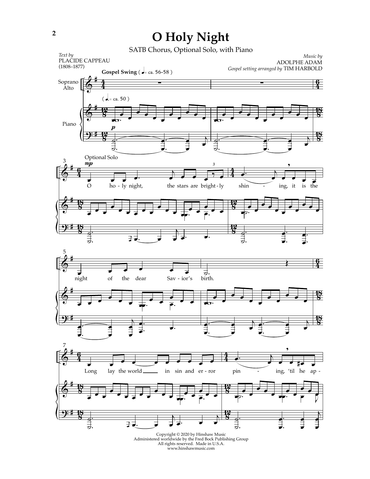 Tim Harbold O Holy Night (A Gospel Setting) sheet music notes and chords. Download Printable PDF.