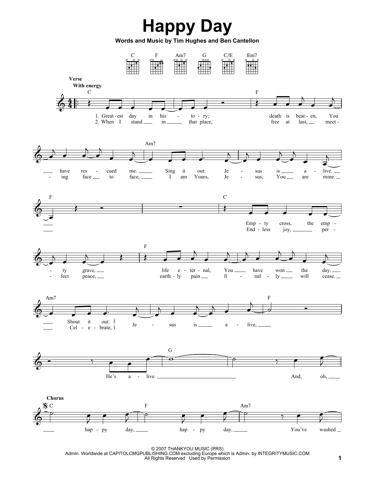 Tim Hughes Happy Day sheet music notes and chords. Download Printable PDF.