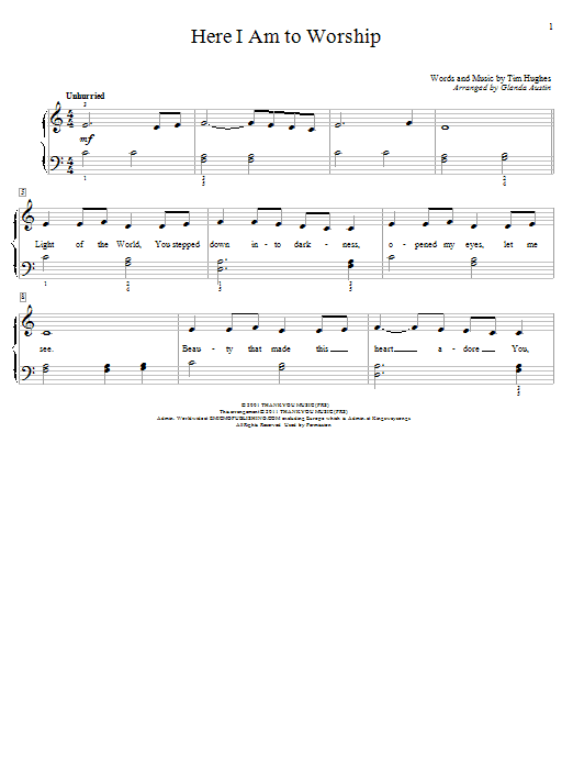 Phillips, Craig & Dean Here I Am To Worship sheet music notes and chords arranged for Educational Piano