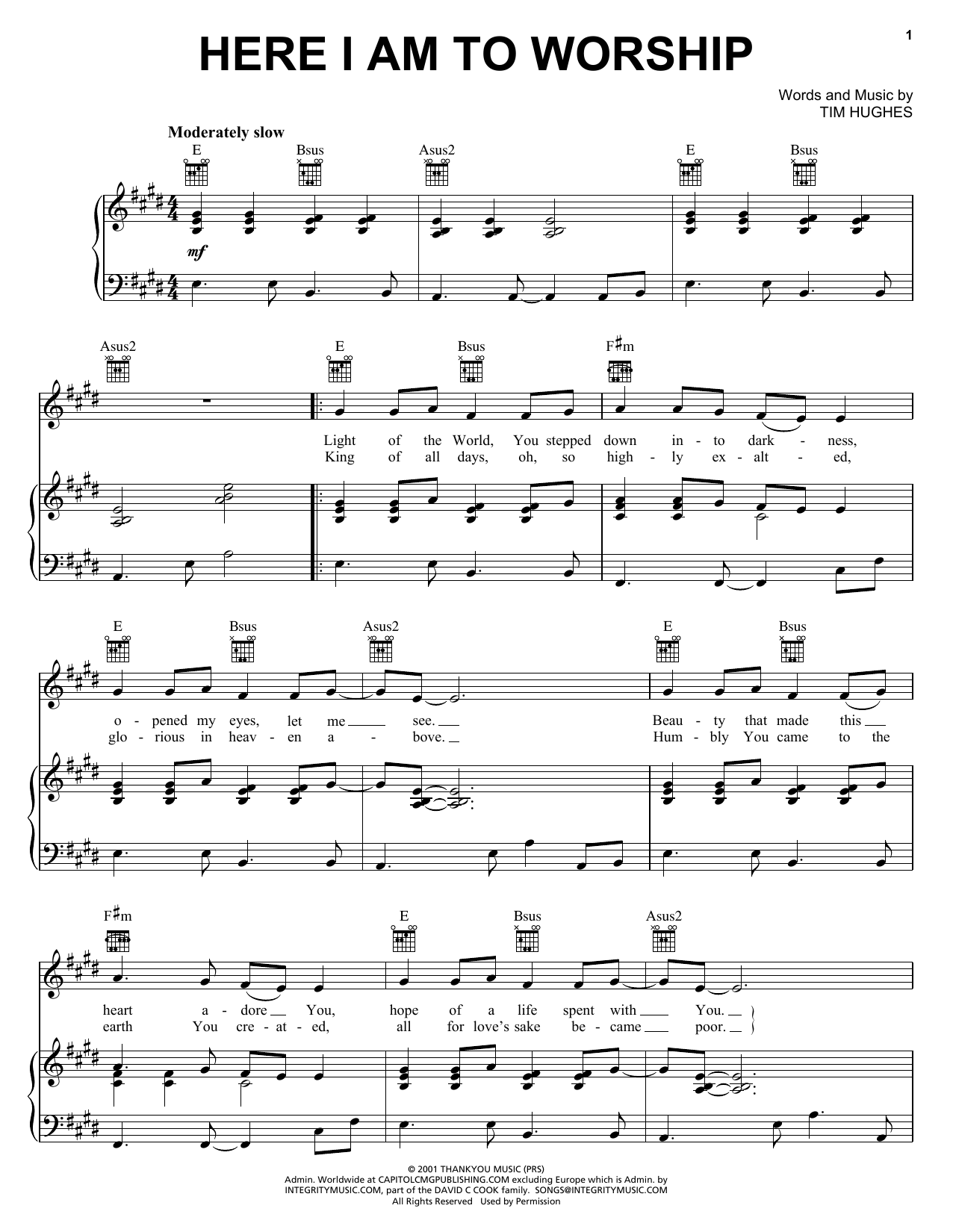 Phillips, Craig & Dean Here I Am To Worship sheet music notes and chords. Download Printable PDF.