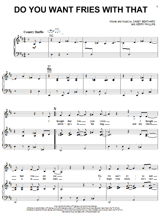 Learn to play Tim McGraw Do You Want Fries With That sheet music for Piano, Vocal & Guitar Chords (Right-Hand Melody) in minutes. Price: 7.8900$ Tim McGraw Do You Want Fries With That sheet music notes and chords arranged for Piano, Vocal & Guitar Chords (Right-Hand Melody)