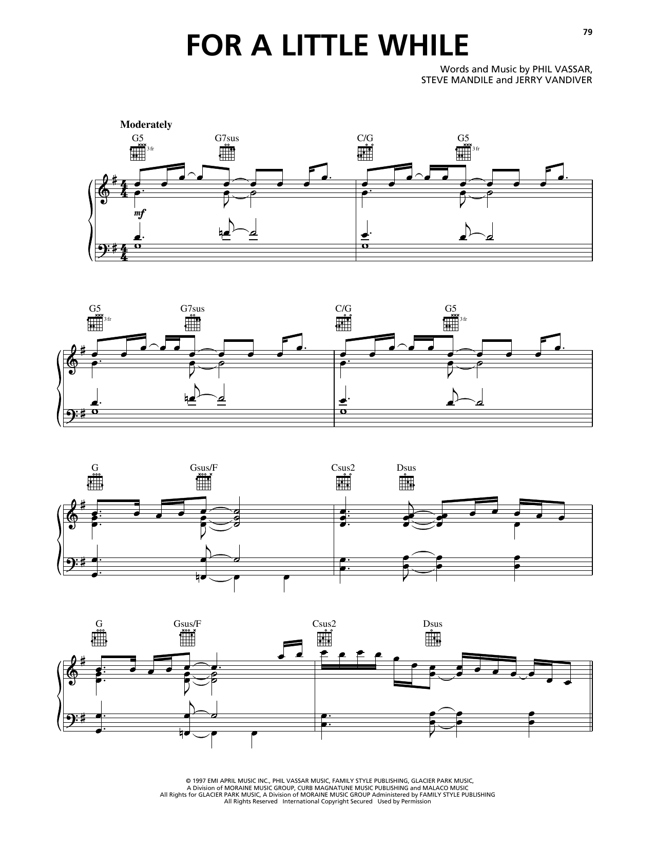 Tim McGraw For A Little While sheet music notes and chords arranged for Piano, Vocal & Guitar Chords (Right-Hand Melody)