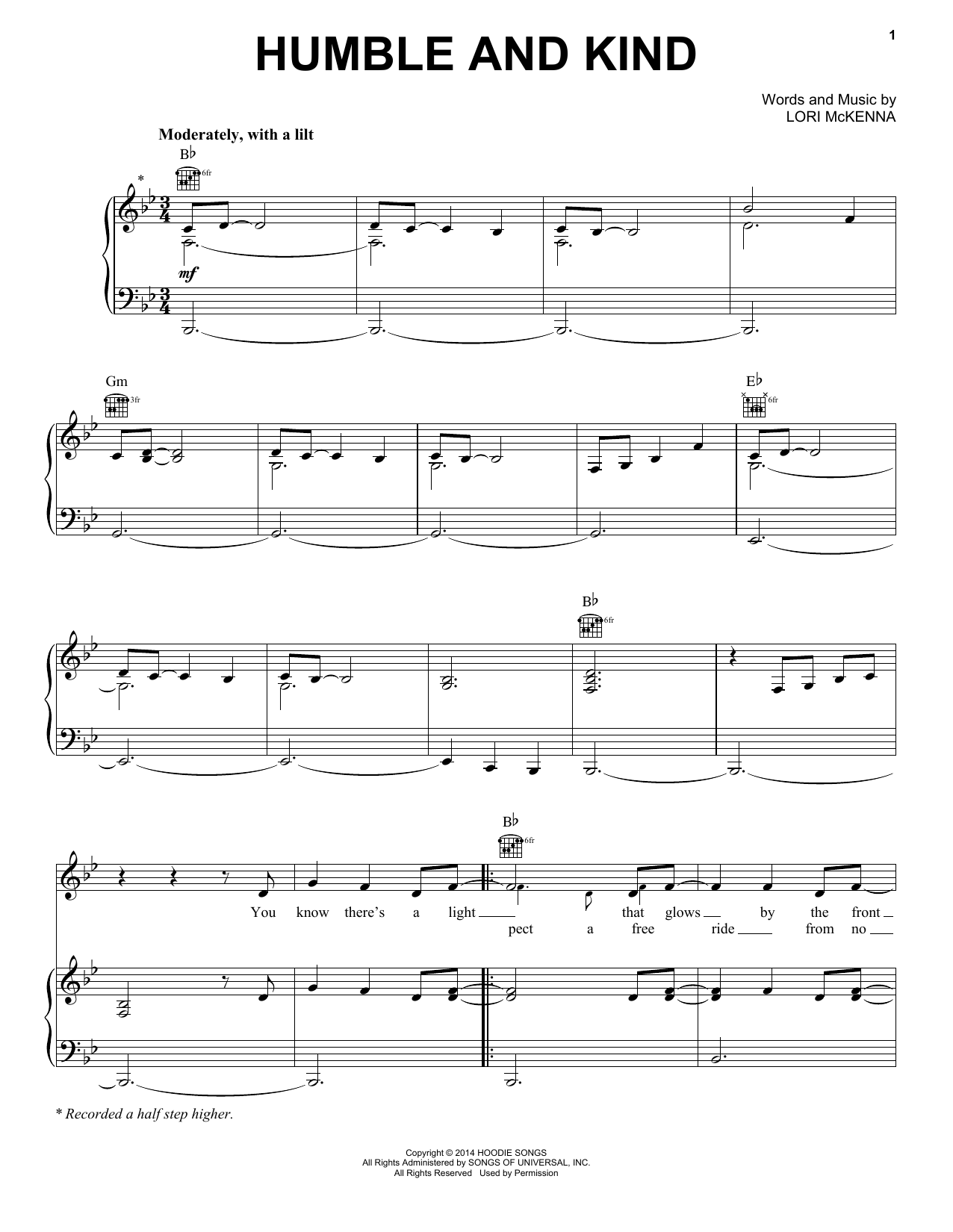 Tim McGraw Humble And Kind sheet music notes and chords. Download Printable PDF.